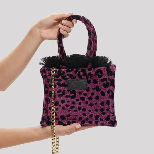 Sorena Handmade Γυναικεία Τσάντα Χειρός Velvet Small SBST-0014-AP01 Ματζεντα