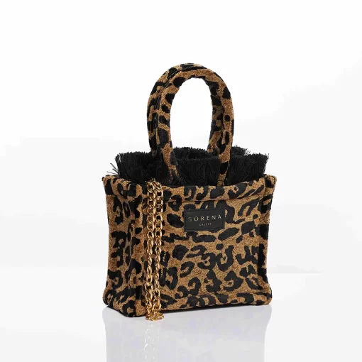 Sorena Handmade Γυναικεία Τσάντα Χειρός Velvet Small SBST-0015-AP02 Καφέ