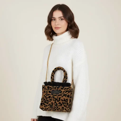 Sorena Handmade Γυναικεία Τσάντα Χειρός Velvet Small SBST-0015-AP02 Καφέ