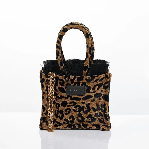 Sorena Handmade Γυναικεία Τσάντα Χειρός Velvet Small SBST-0015-AP02 Καφέ