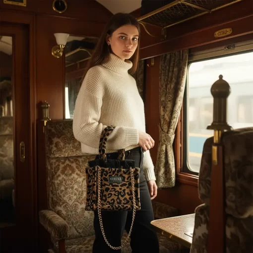 Sorena Handmade Γυναικεία Τσάντα Χειρός Velvet Small SBST-0015-AP02 Καφέ