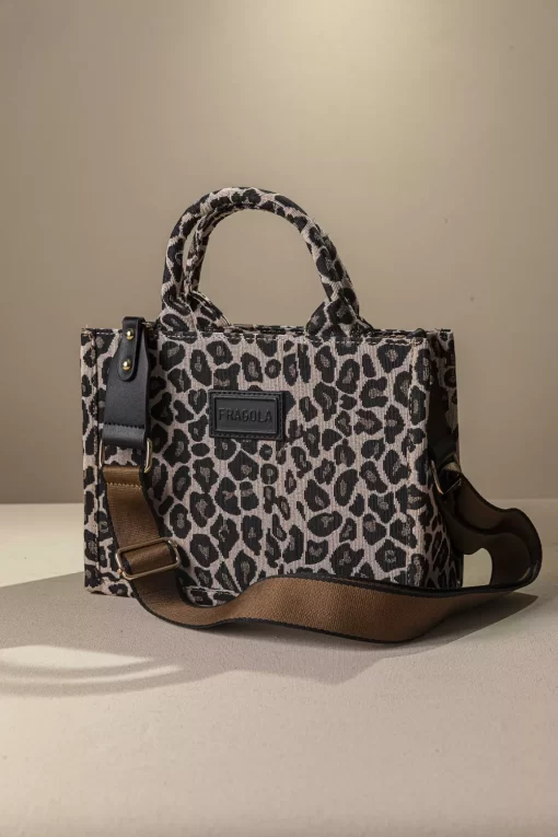 Γυναικεία Τσάντα Χειρός Χιαστί Fragola TEX-B114 Μπεζ Λεοπαρ