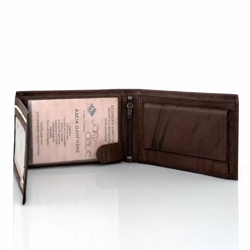 Δερμάτινο Ανδρικό Πορτοφόλι Καφέ Jano Dave W3127