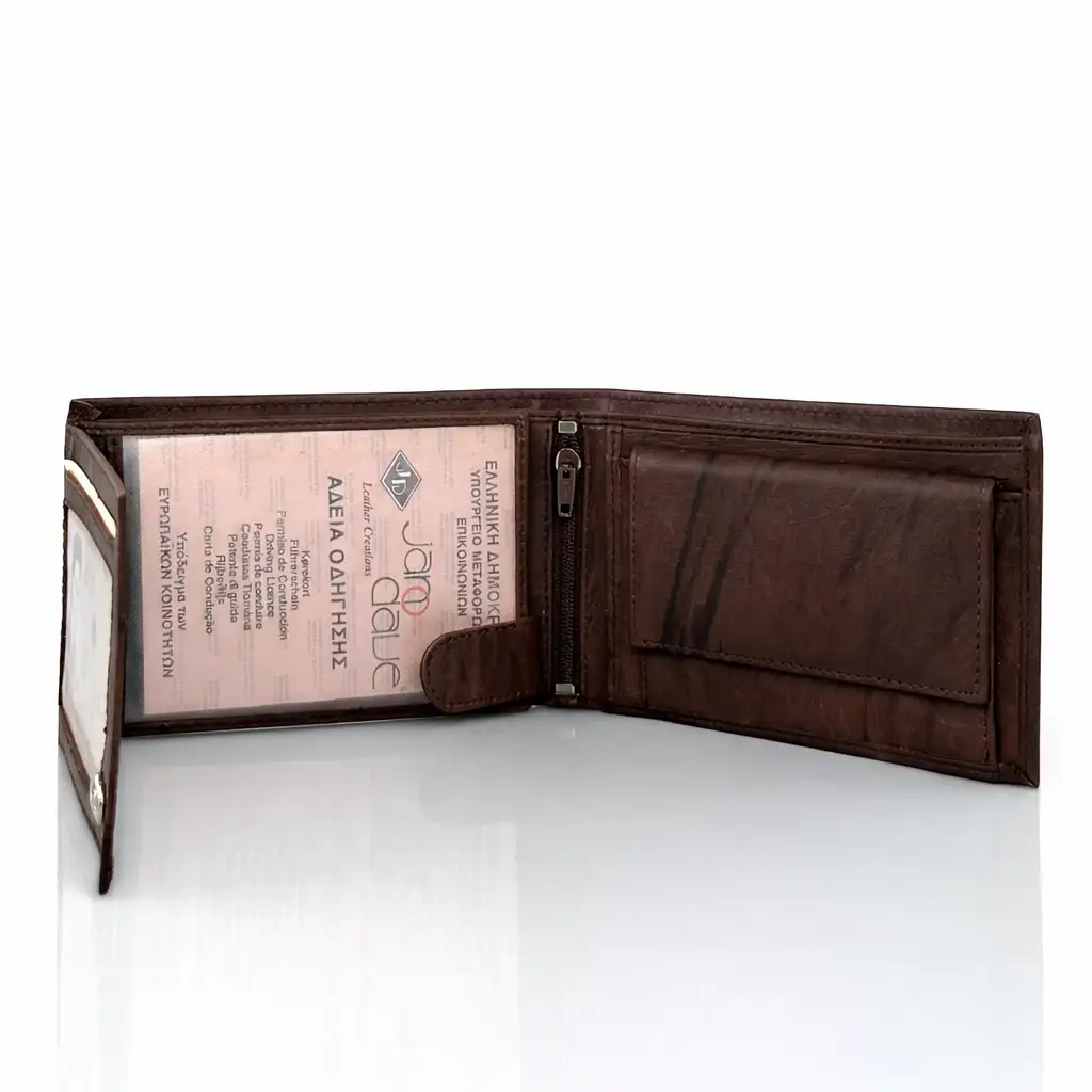Ανδρικό δερμάτινο πορτοφόλι Jano Dave W3127 σε καφέ χρώμα