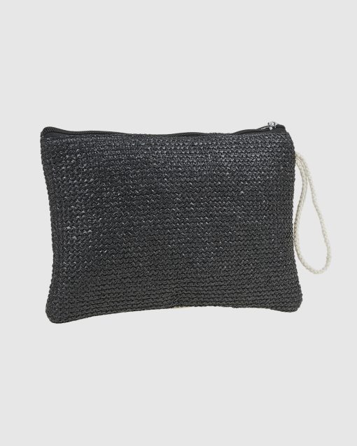 Γυναικεία Ψάθινη Τσάντα Φάκελος Verde 48-0269 Μαύρο