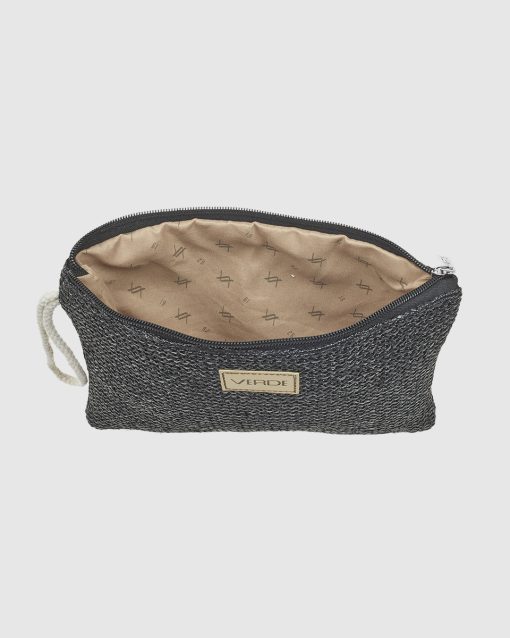 Γυναικεία Ψάθινη Τσάντα Φάκελος Verde 48-0269 Μαύρο