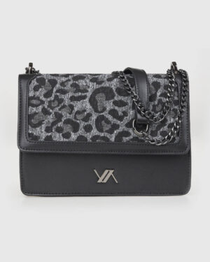 VERDE ΓΥΝΑΙΚΕΙΑ ΤΣΑΝΤΑ ΩΜΟΥ 16-0008310  ANIMAL PRINT ΜΑΥΡΟ