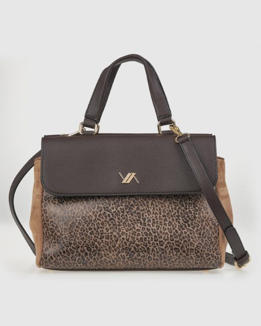 VERDE ΓΥΝΑΙΚΕΙΑ ΤΣΑΝΤΑ ΧΕΙΡΟΣ 16-0008175  ANIMAL PRINT ΚΑΦΕ
