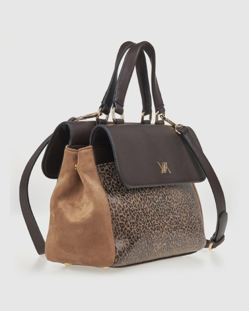VERDE ΓΥΝΑΙΚΕΙΑ ΤΣΑΝΤΑ ΧΕΙΡΟΣ 16-0008175  ANIMAL PRINT ΚΑΦΕ