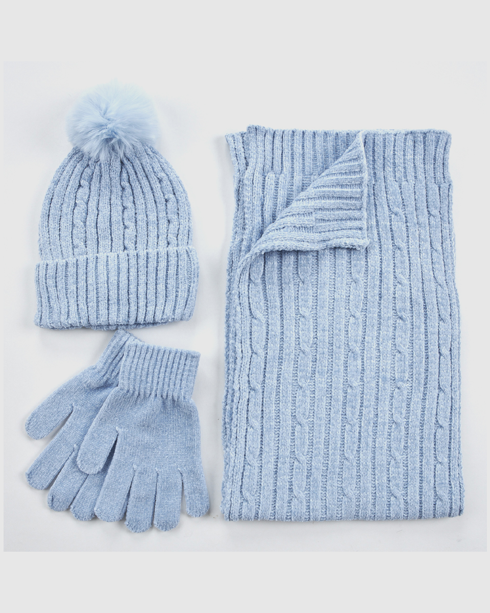 Verde Σετ Κασκολ Σκουφοσ Γαντια 06-0001287 Γαλαζιο