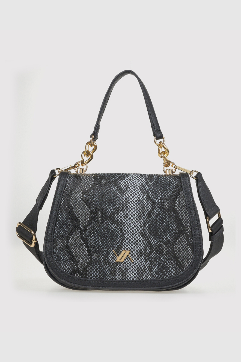 Verde Γυναικεια Τσαντα Χιαστι 16-0008178 Animal Print Μαυρο