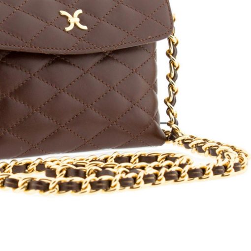 Δερμάτινη τσάντα χιαστί καπιτονέ MB603 Καφέ