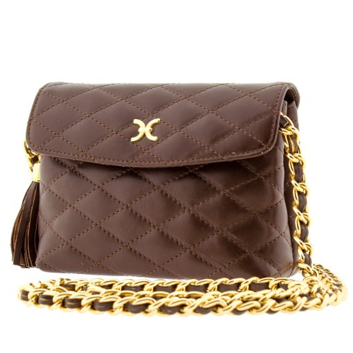 Δερμάτινη τσάντα χιαστί καπιτονέ MB603 Καφέ